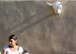 Sarah and bullhead shadow, Deer Path Lookout/British Columbia/Canada
